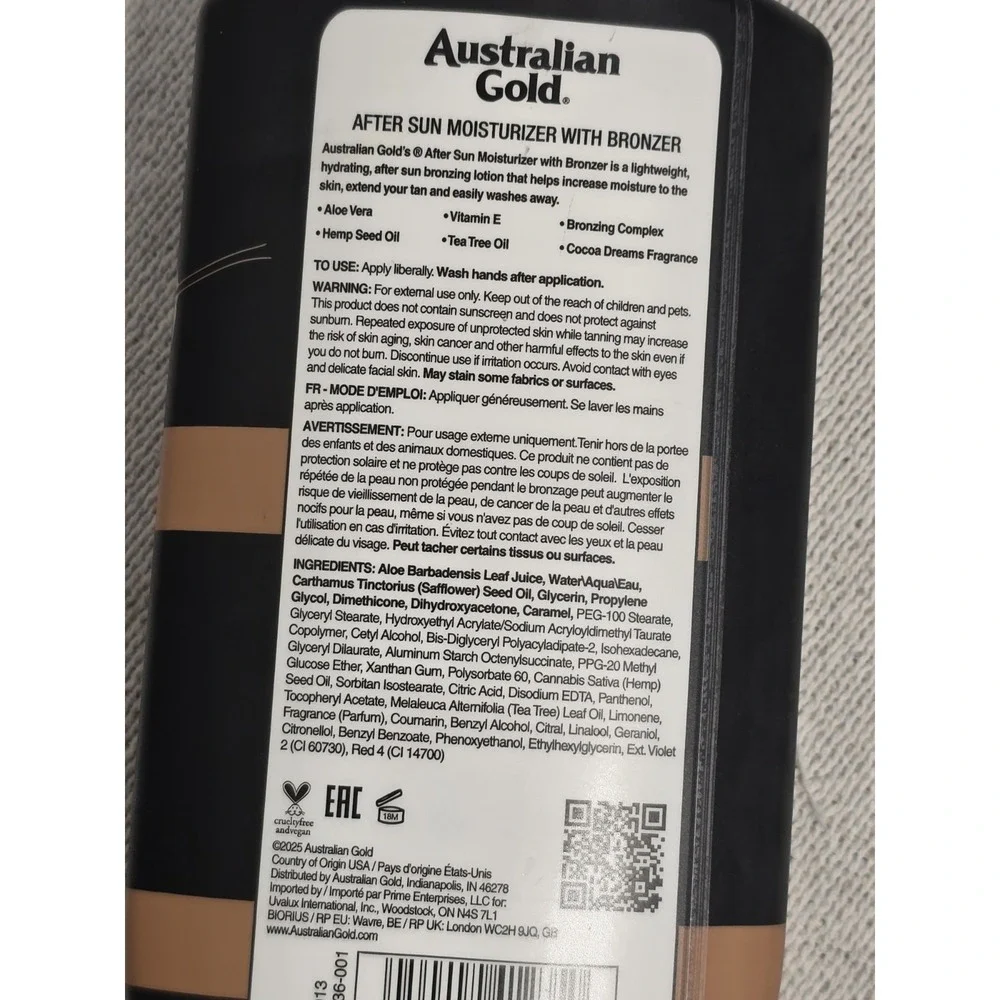 Australian Gold After Sun Moisturizer‎ with Bronzer Lotion, 16 fl oz